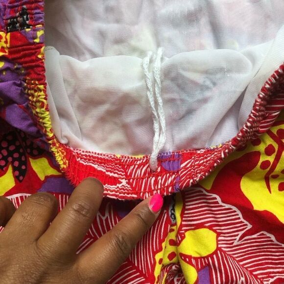 California Shores Vintage Swim Shorts Lined Red Floral Size L - Picture 3 of 6